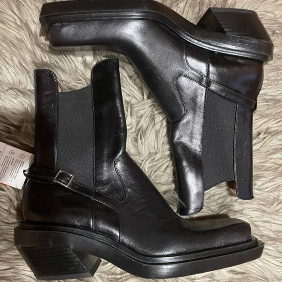 NWOT ZARA LEATHER SQUARE TOE  BOOTS Size  US7.5 EU38 - Picture 7 of 10